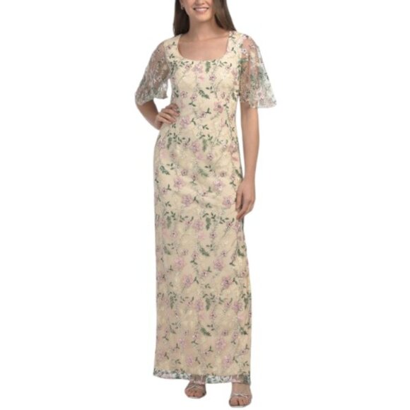JS COLLECTIONS Hannah Flutter Sleeve Gown - Picture 1 of 4